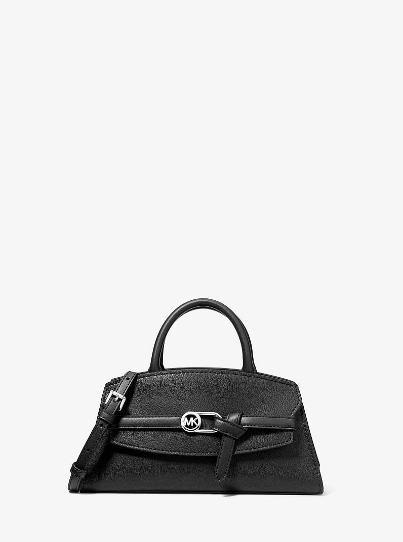 Greta Small Leather Satchel Black Black