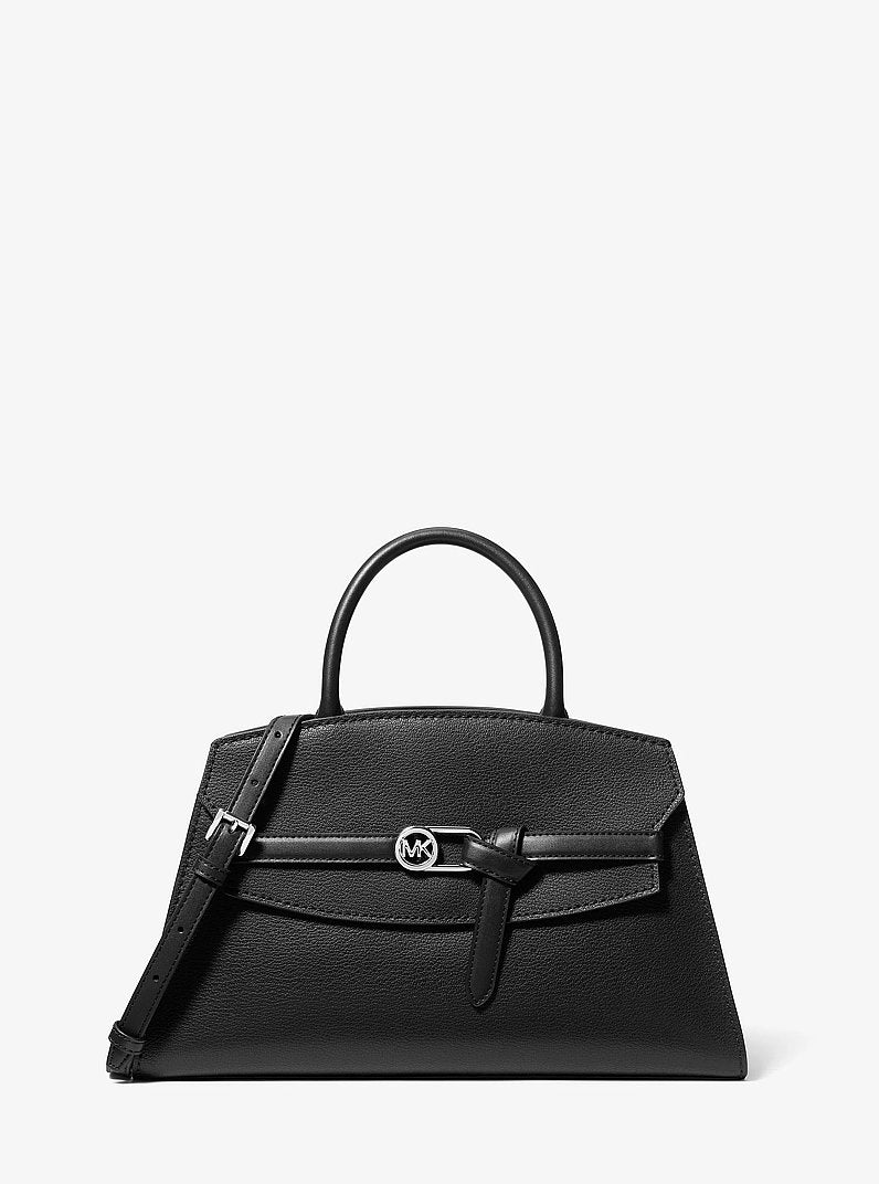 Greta Medium Leather Satchel Black Black