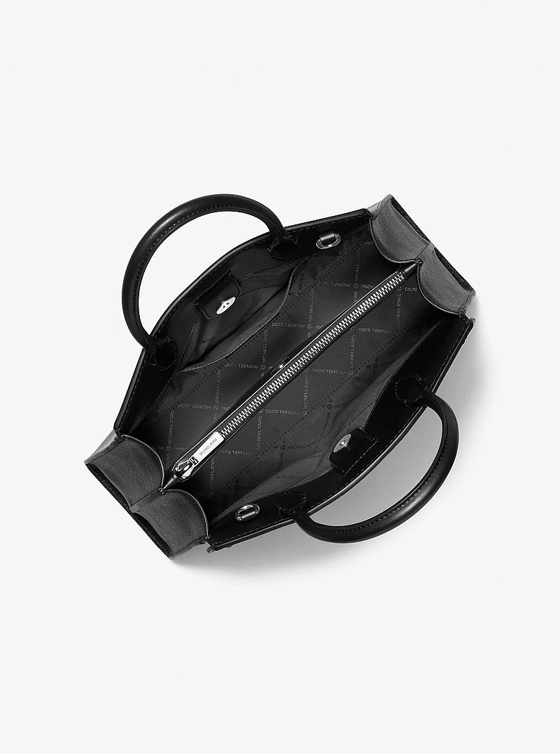 Greta Medium Leather Satchel Black Black