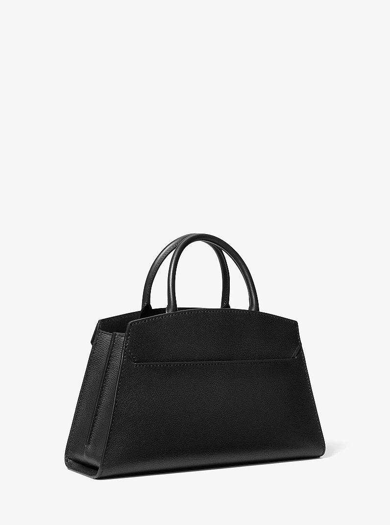 Greta Medium Leather Satchel Black Black