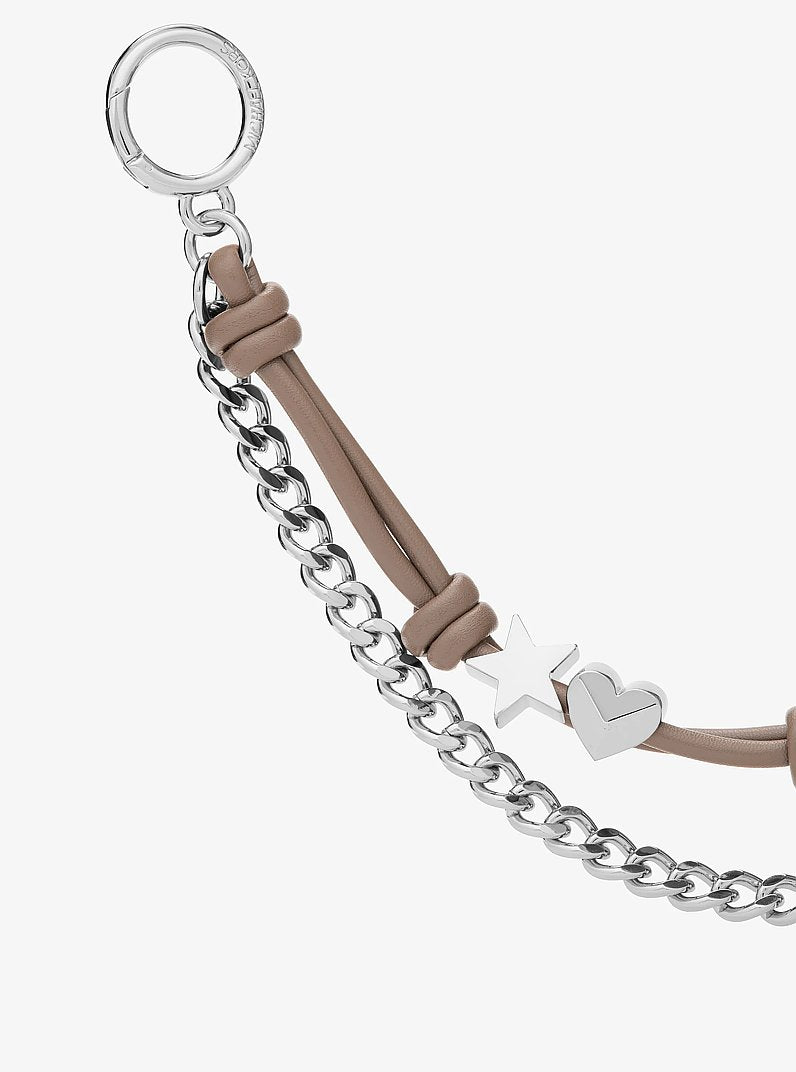 Silver-Tone Charm and Chain Bag Charm Mushroom Mushroom
