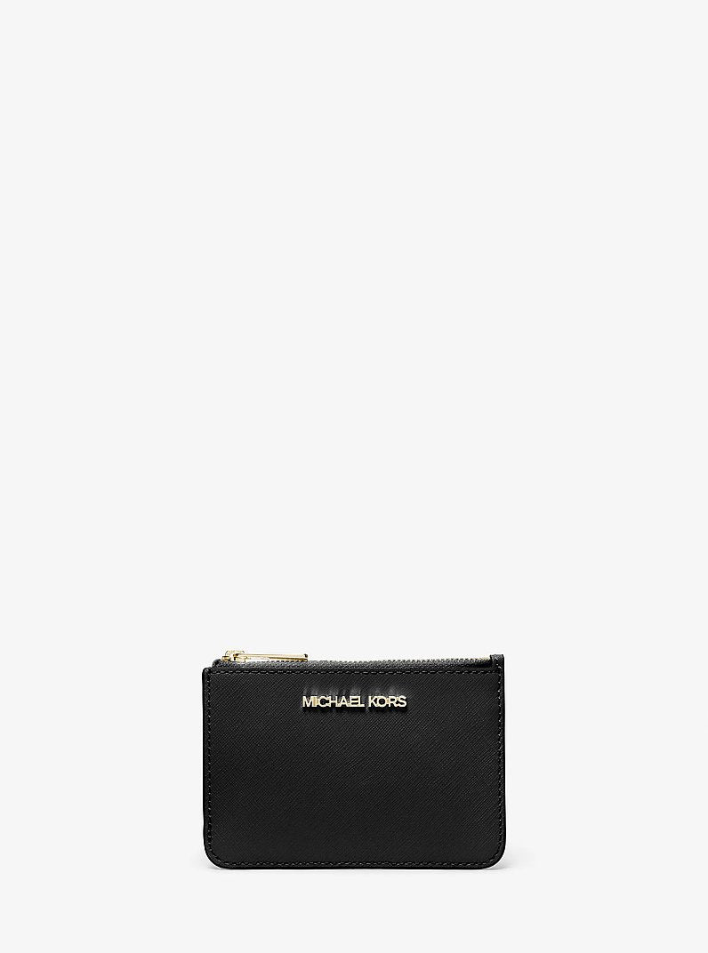 Jet Set Travel Small Saffiano Leather Coin Pouch Black Black
