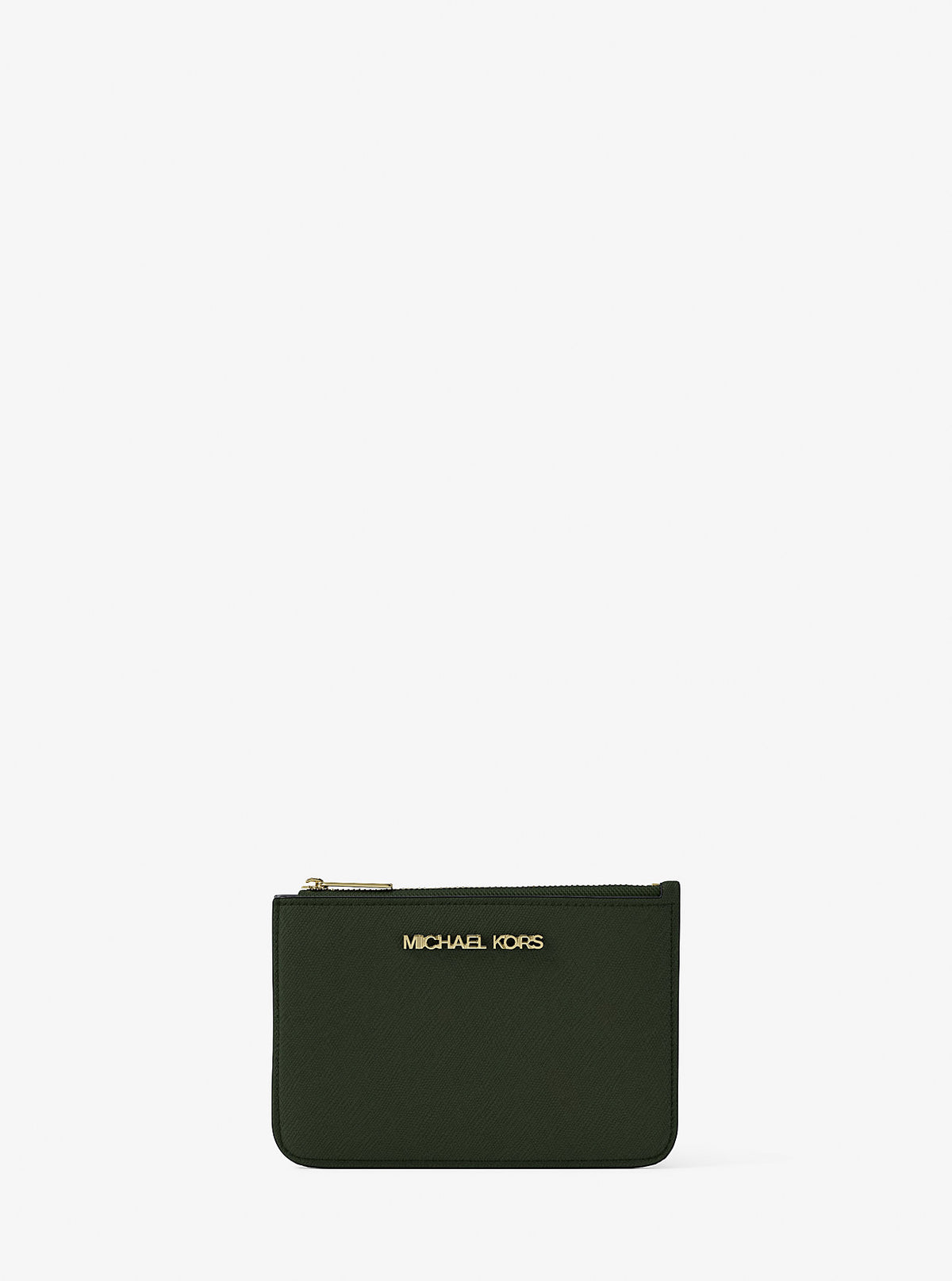 Jet Set Travel Small Saffiano Leather Coin Pouch Moss Moss