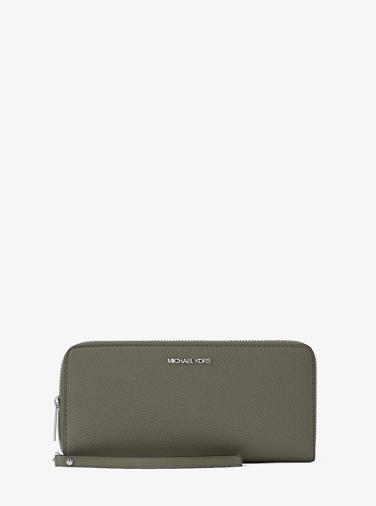 Large Pebbled Leather Continental Wallet Olive Olive