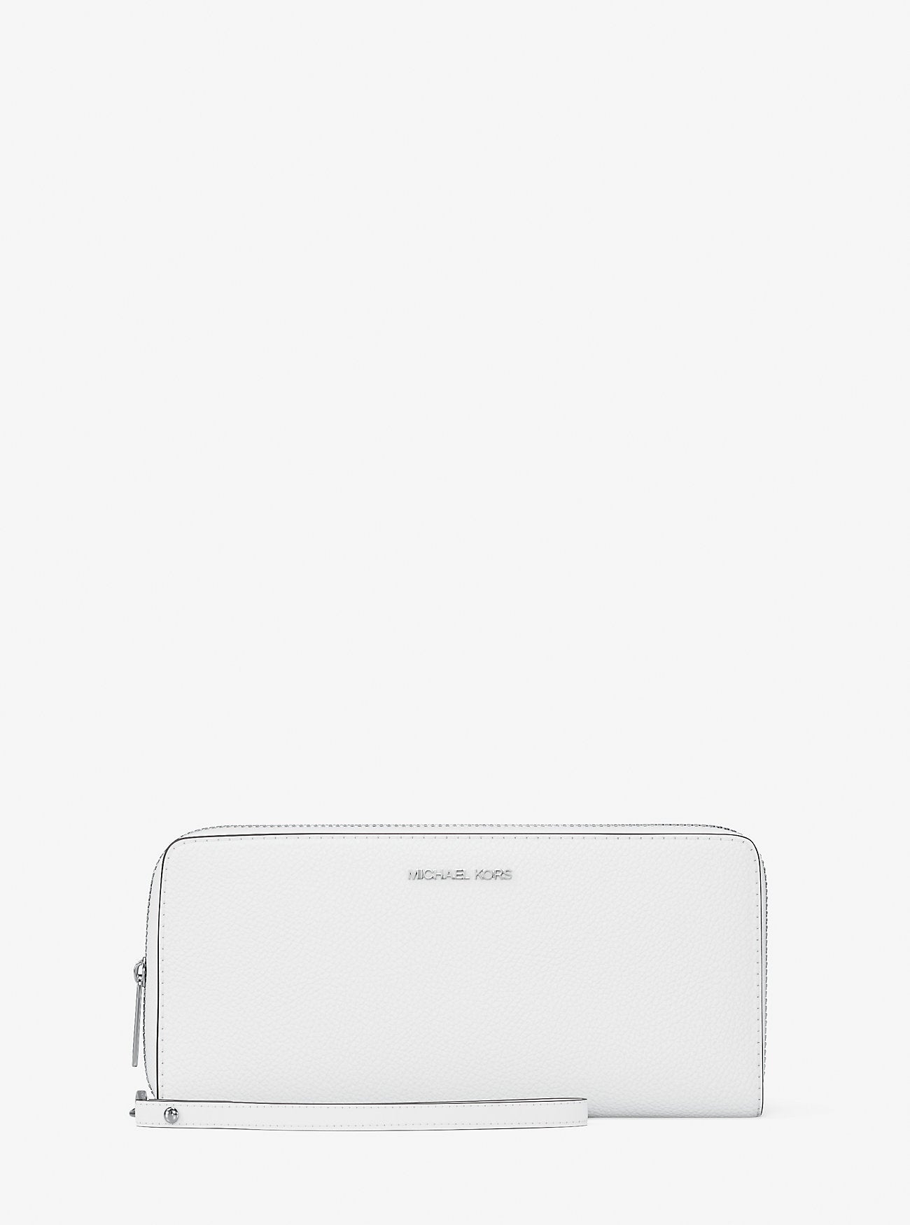 Large Pebbled Leather Continental Wallet Optic White Optic White