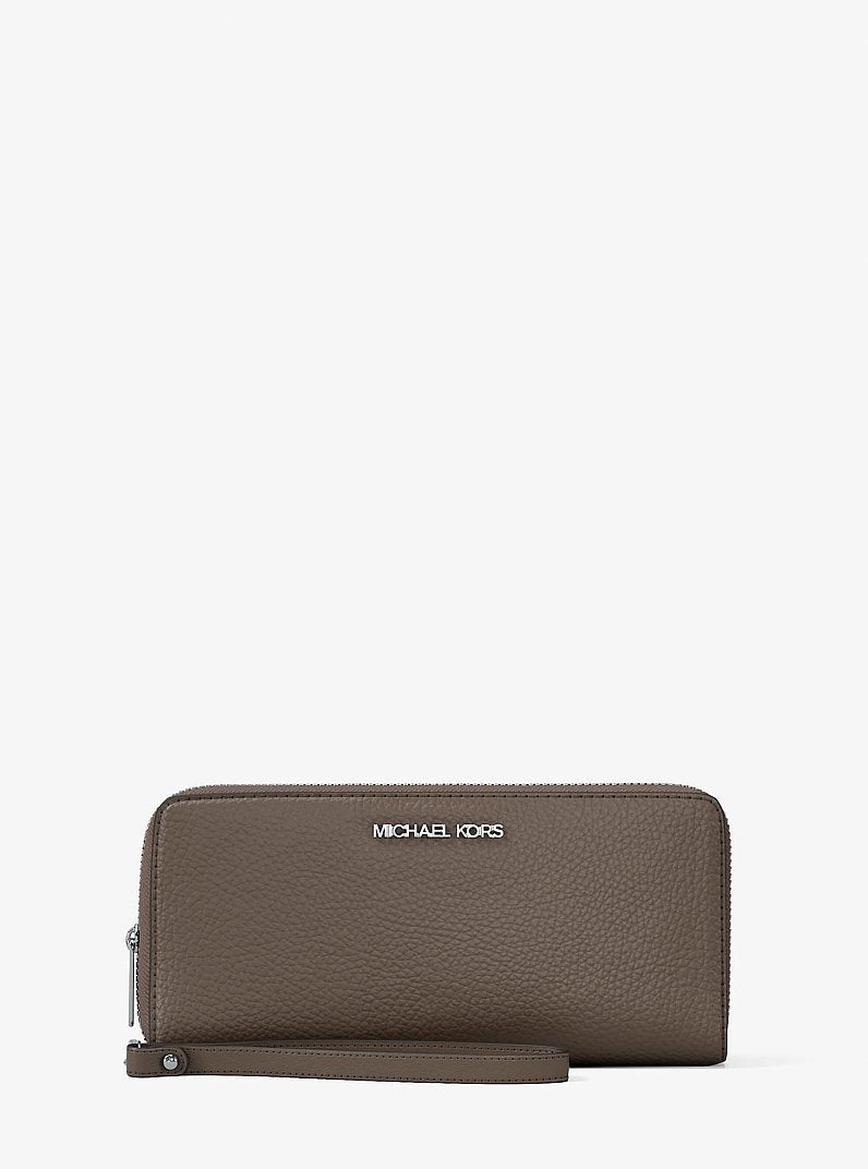 Large Pebbled Leather Continental Wallet Mushroom Mushroom