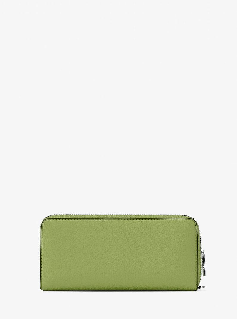 Large Pebbled Leather Continental Wallet Lime Lime