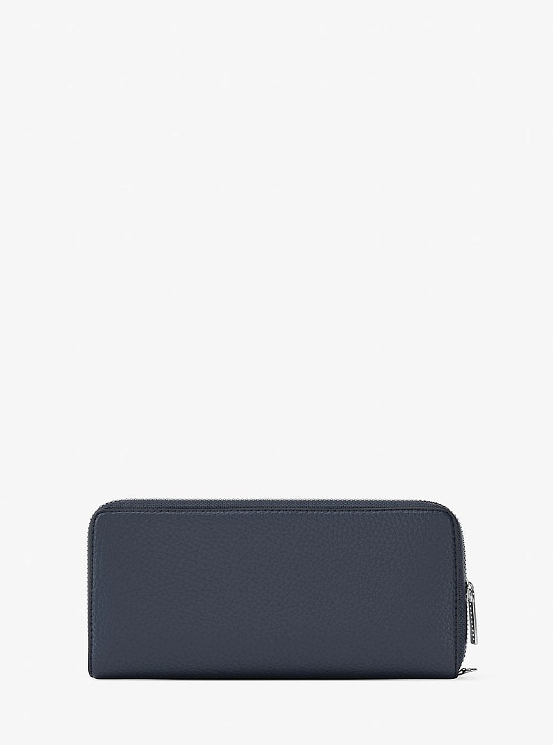 Large Pebbled Leather Continental Wallet Navy Navy