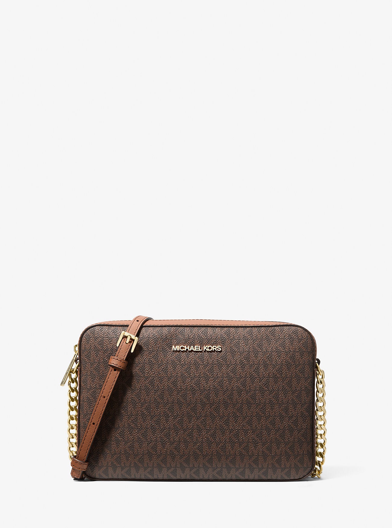 Jet Set Large Printed Logo Crossbody Bag Brown Brown