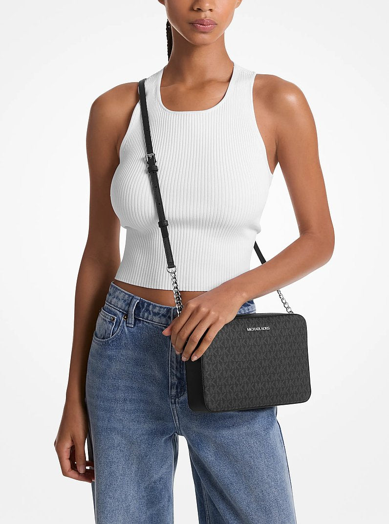 Jet Set Large Logo Crossbody Bag Black Black
