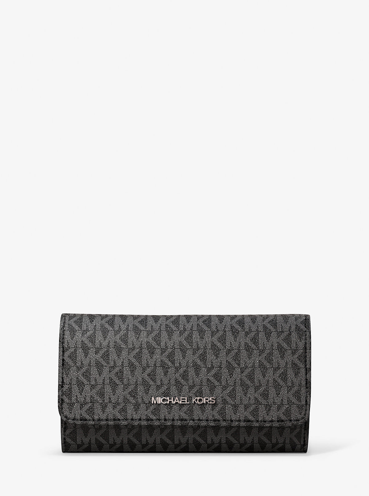 Jet Set Large Signature Logo Tri-Fold Wallet Black Black