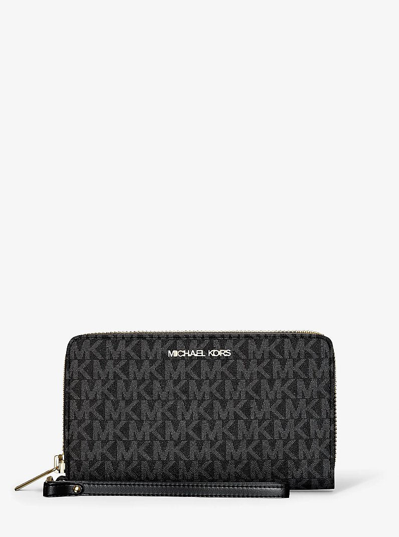 Jet Set Large Signature Logo Smartphone Wallet Black Black