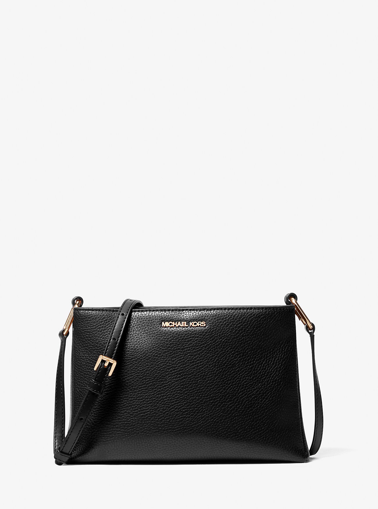 Trisha Medium Pebbled Leather Crossbody Bag Black Black