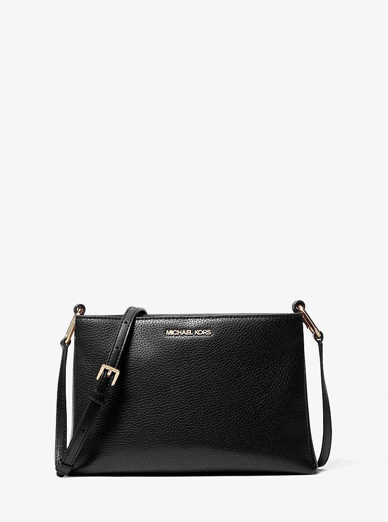 Trisha Medium Pebbled Leather Crossbody Bag Black Black