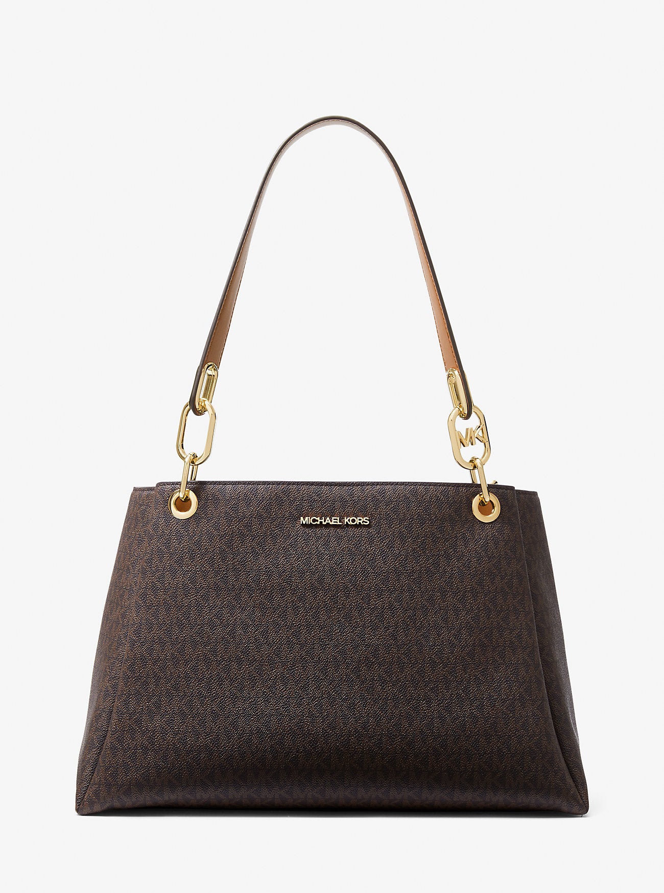 Trisha Large Logo Shoulder Bag Brown Brown