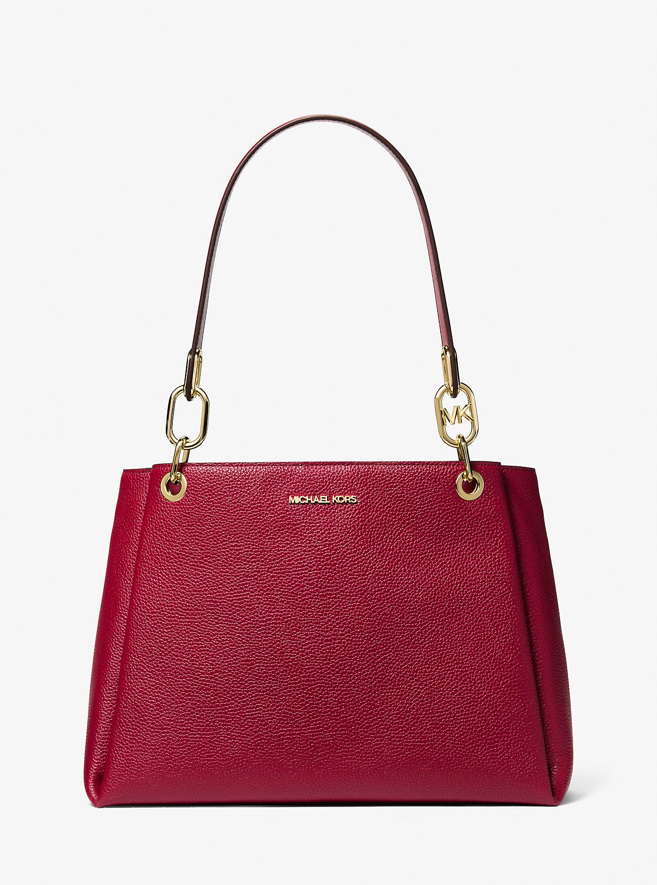 Trisha Large Pebbled Leather Shoulder Bag Cherry Cherry
