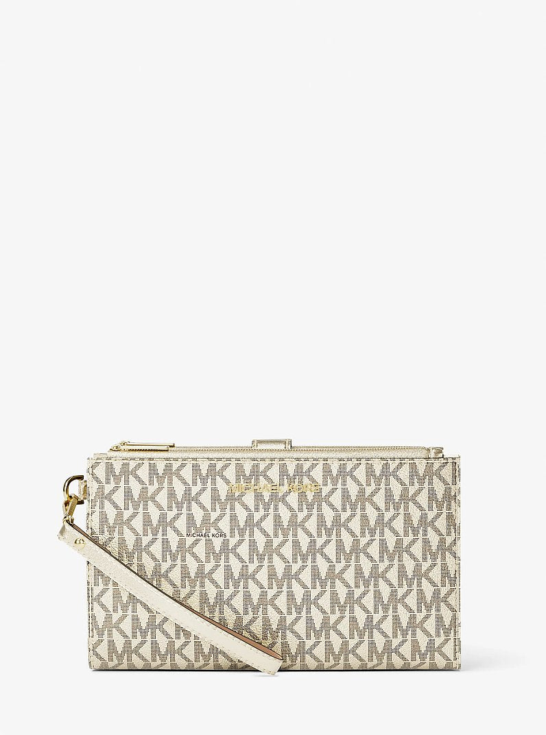 Jet Set Travel Large Signature Logo Wristlet Pale Gold Pale Gold