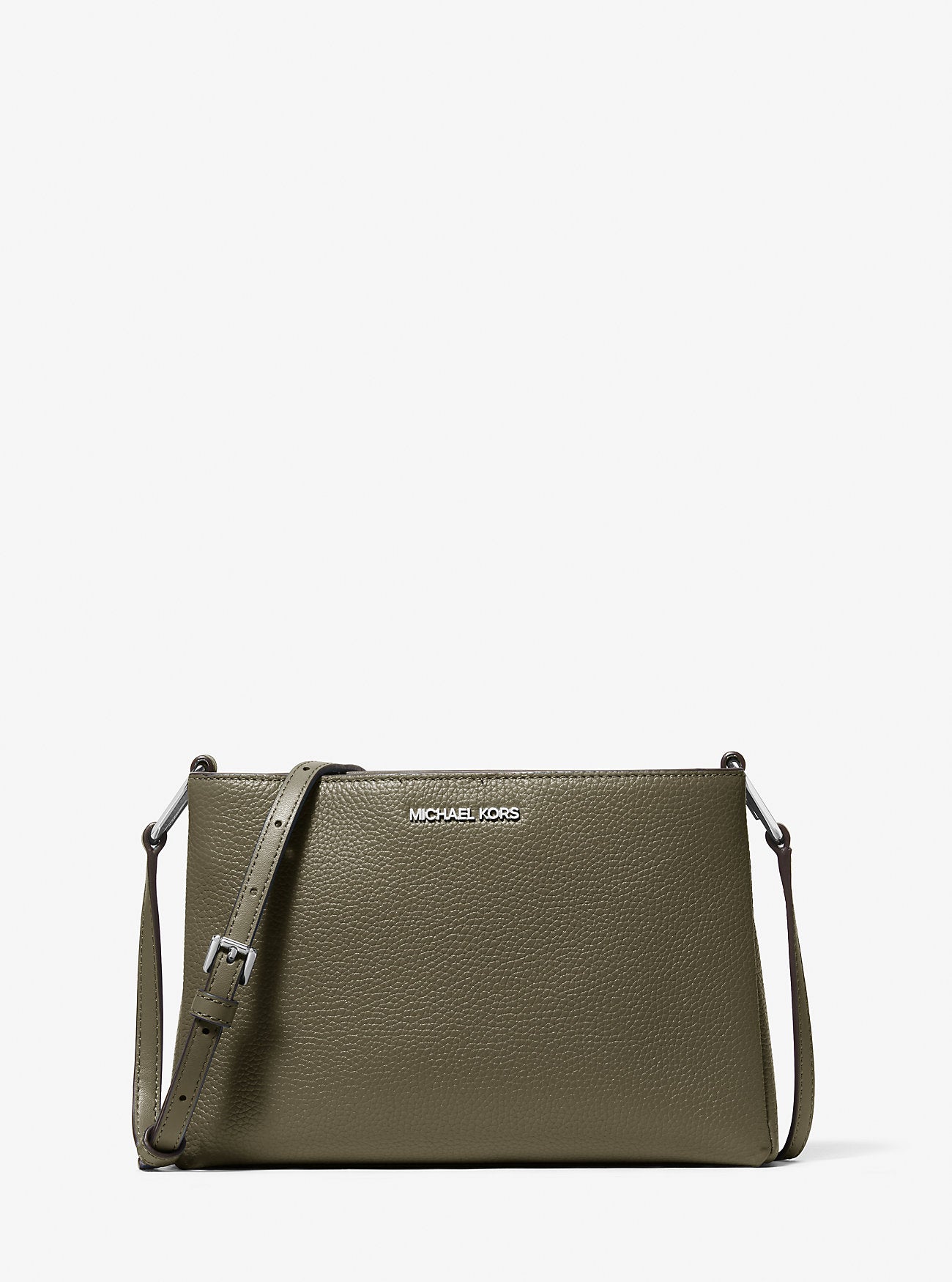 Trisha Medium Pebbled Leather Crossbody Bag Olive Olive