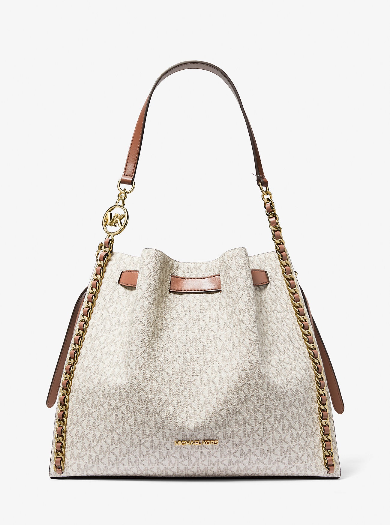 Mina Large Signature Logo Chain Shoulder Bag Vanilla Vanilla