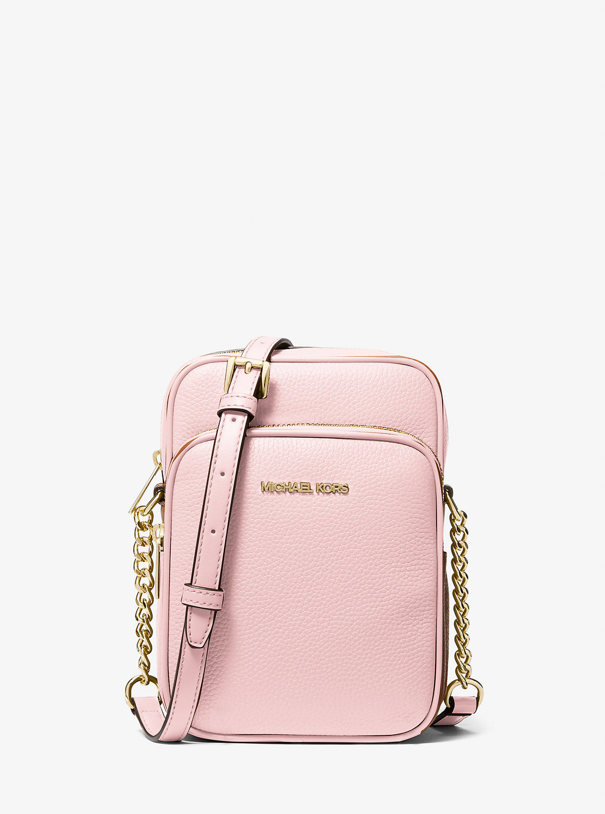 Jet Set Travel Medium Pebbled Leather Crossbody Bag Powder Blush Powder Blush