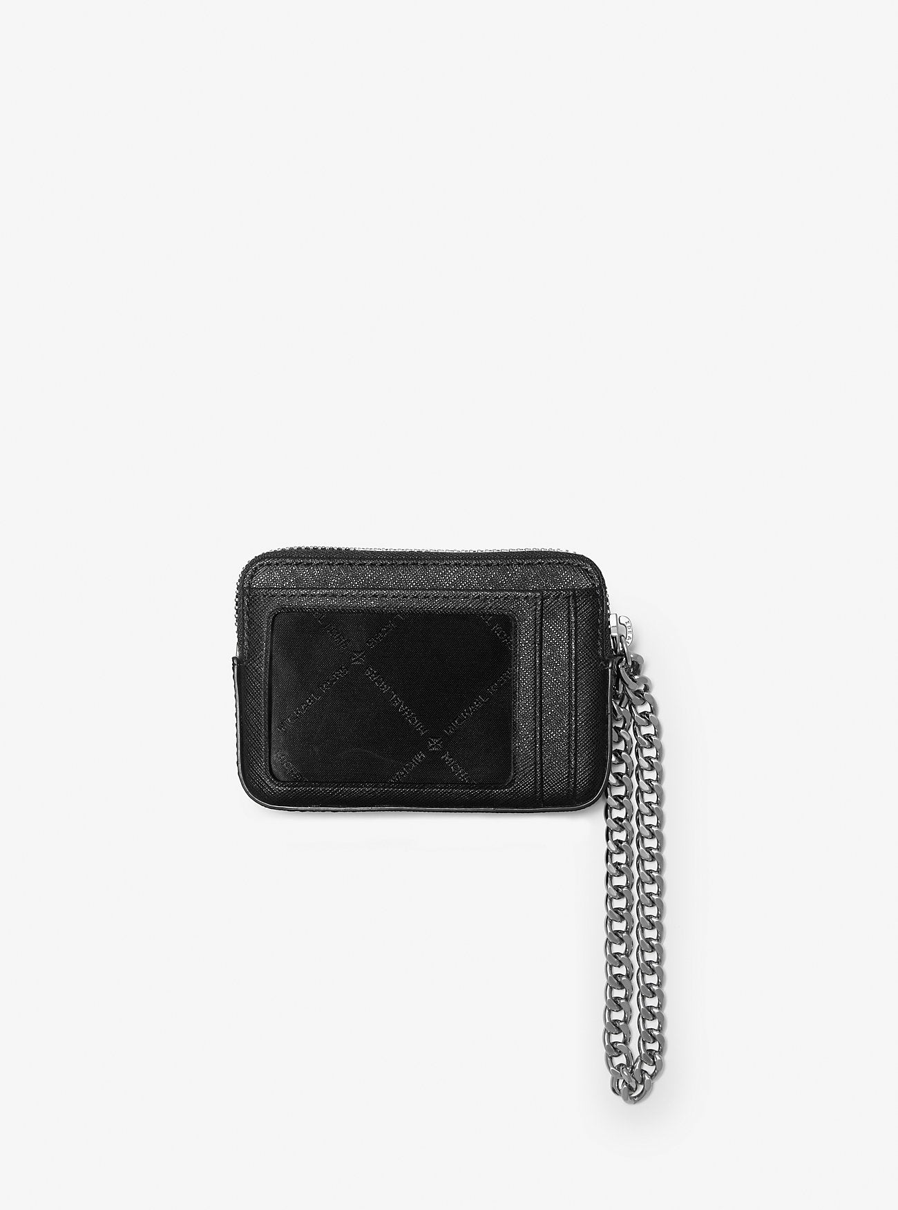 Medium Saffiano Leather Chain Card Case Black Black