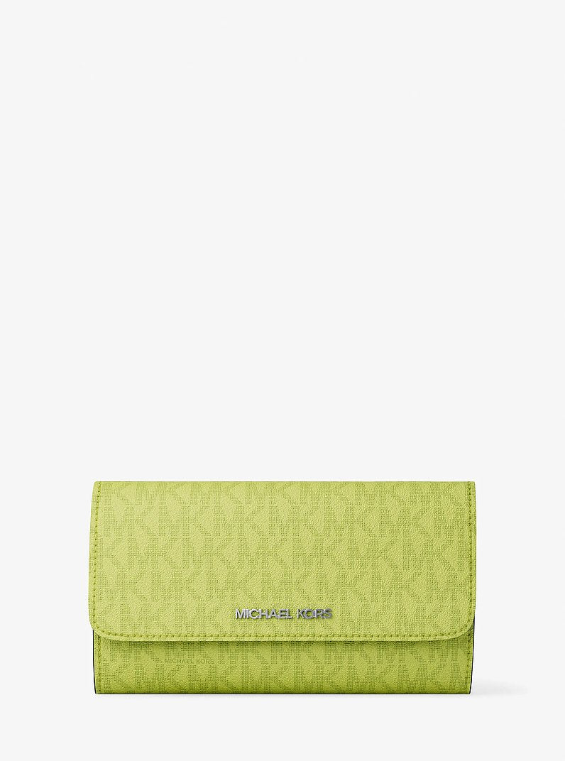 Jet Set Large Signature Logo Tri-Fold Wallet Lime Lime