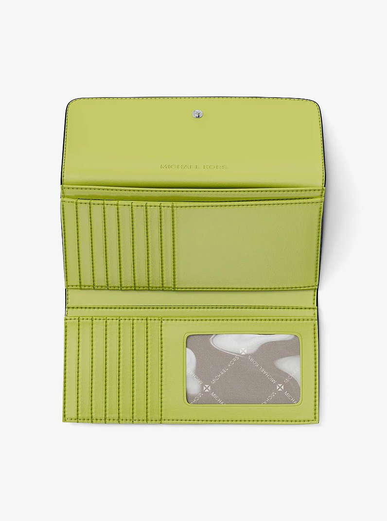 Jet Set Large Signature Logo Tri-Fold Wallet Lime Lime