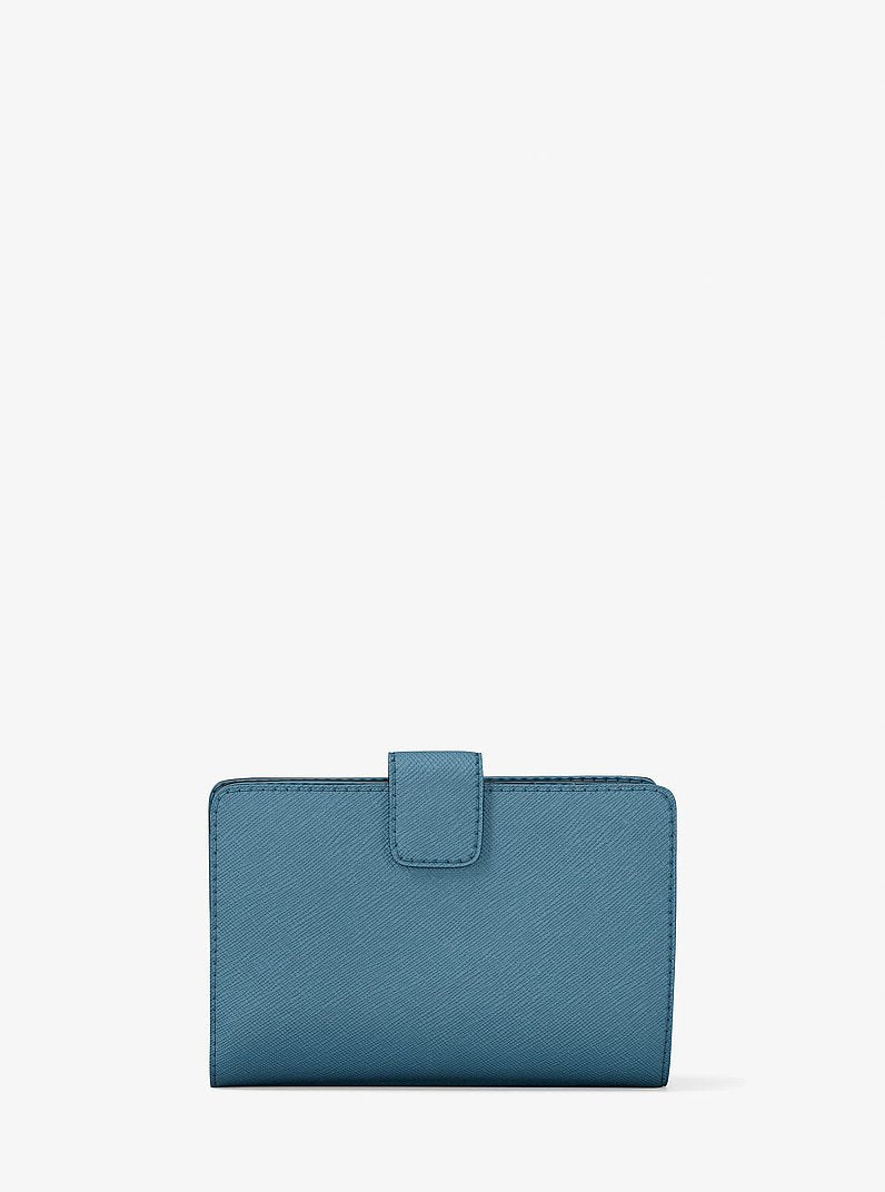 Medium Saffiano Leather Wallet Denim Denim
