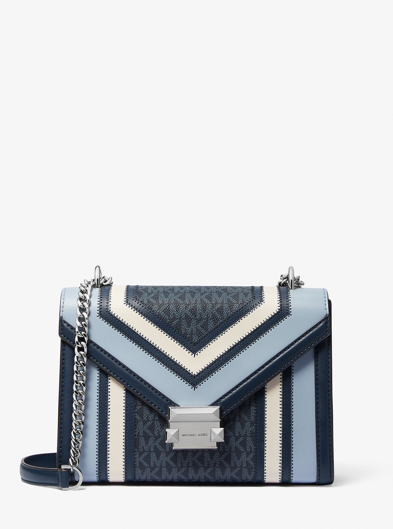Whitney Medium Color-Block and Signature Logo Shoulder Bag Navy Multi Navy Multi