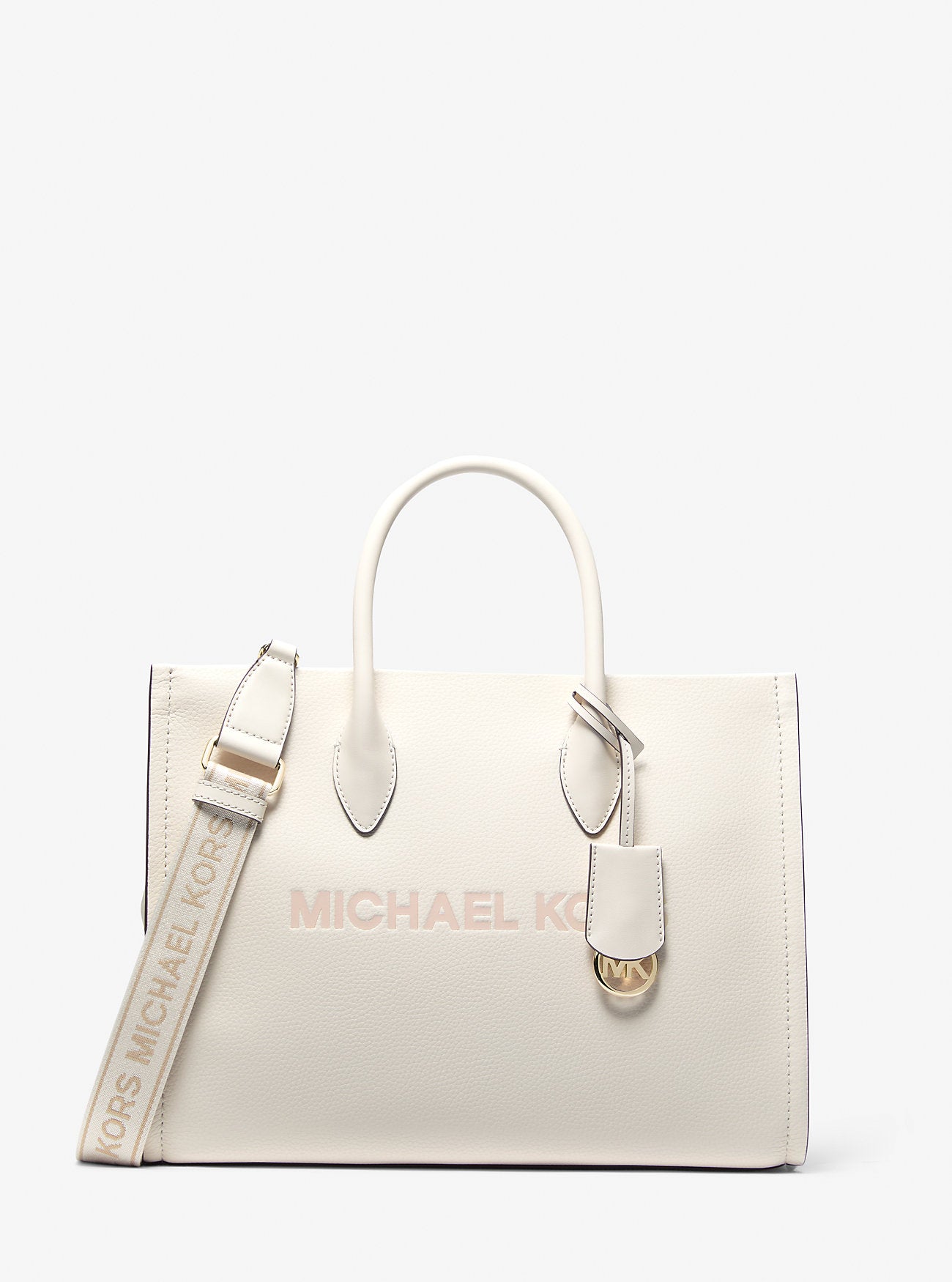 Mirella Medium Pebbled Leather Tote Bag Lt Cream Lt Cream