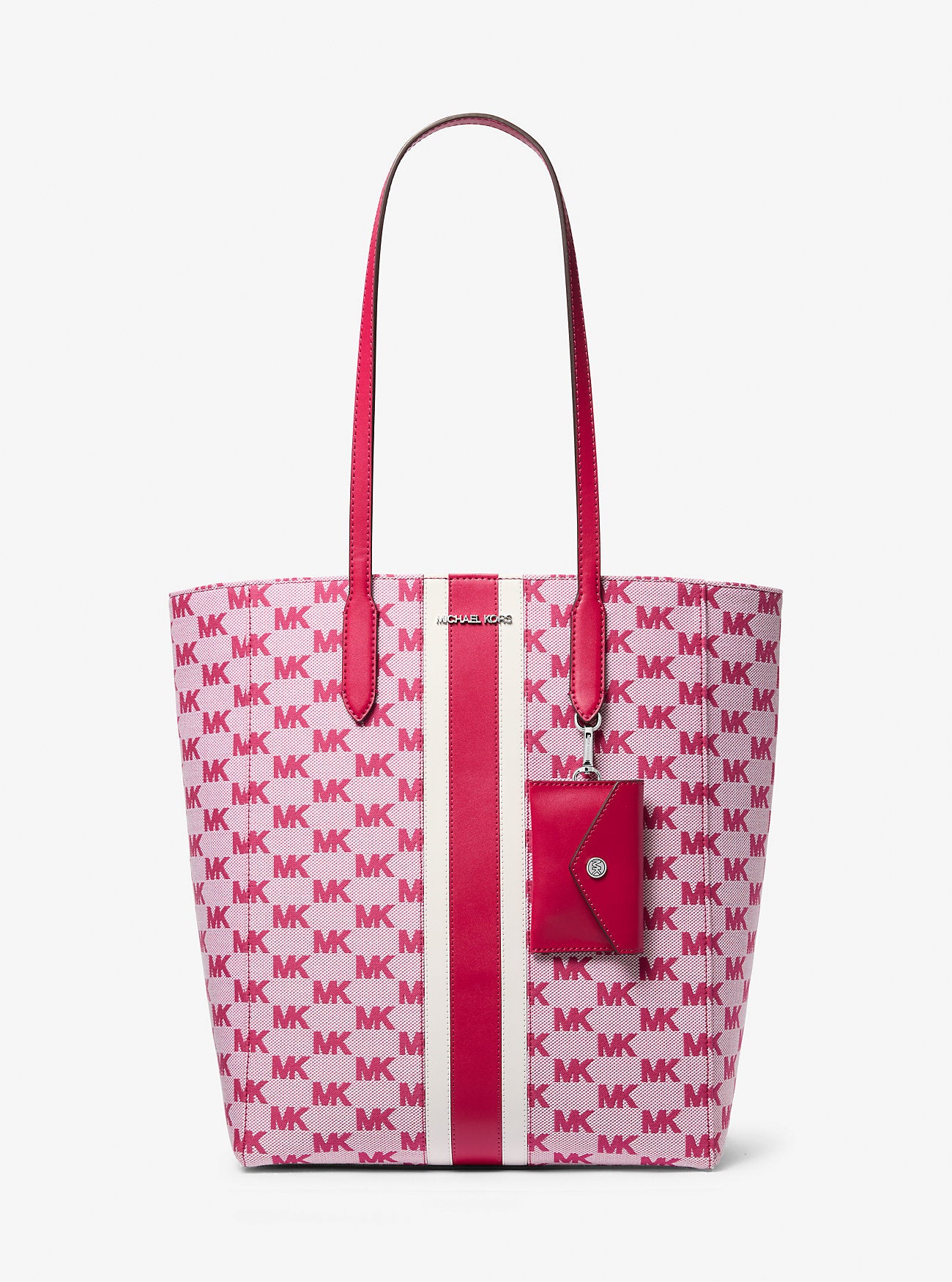 Vincent Large Logo Jacquard Tote Bag with Card Case Dk Raspberry Dk Raspberry