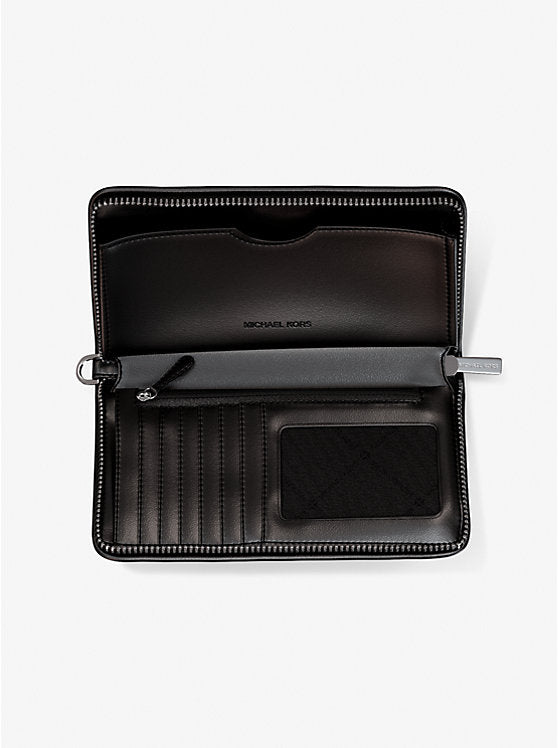 Jet Set Travel Large Striped Logo Jacquard Smartphone Wristlet Navy