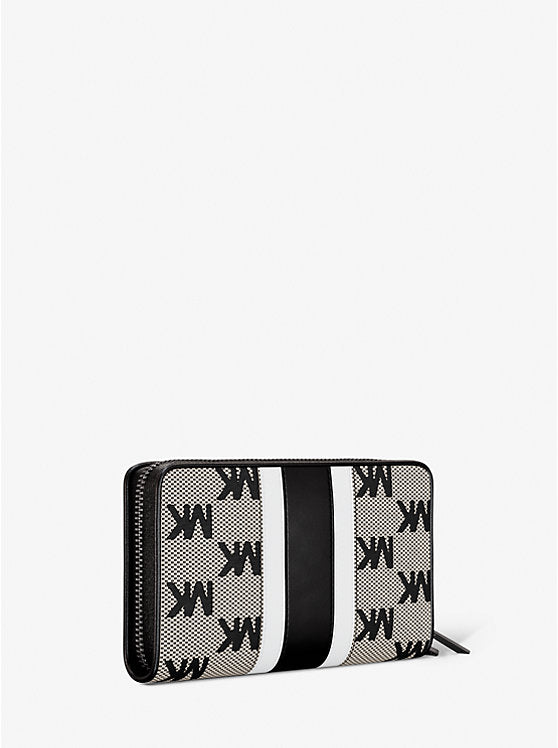 Jet Set Travel Large Striped Logo Jacquard Smartphone Wristlet Navy