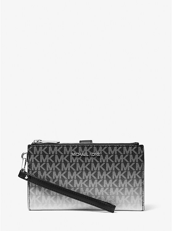 Micheal Kors Jet Set Large Ombr Signature Logo Wristlet Black