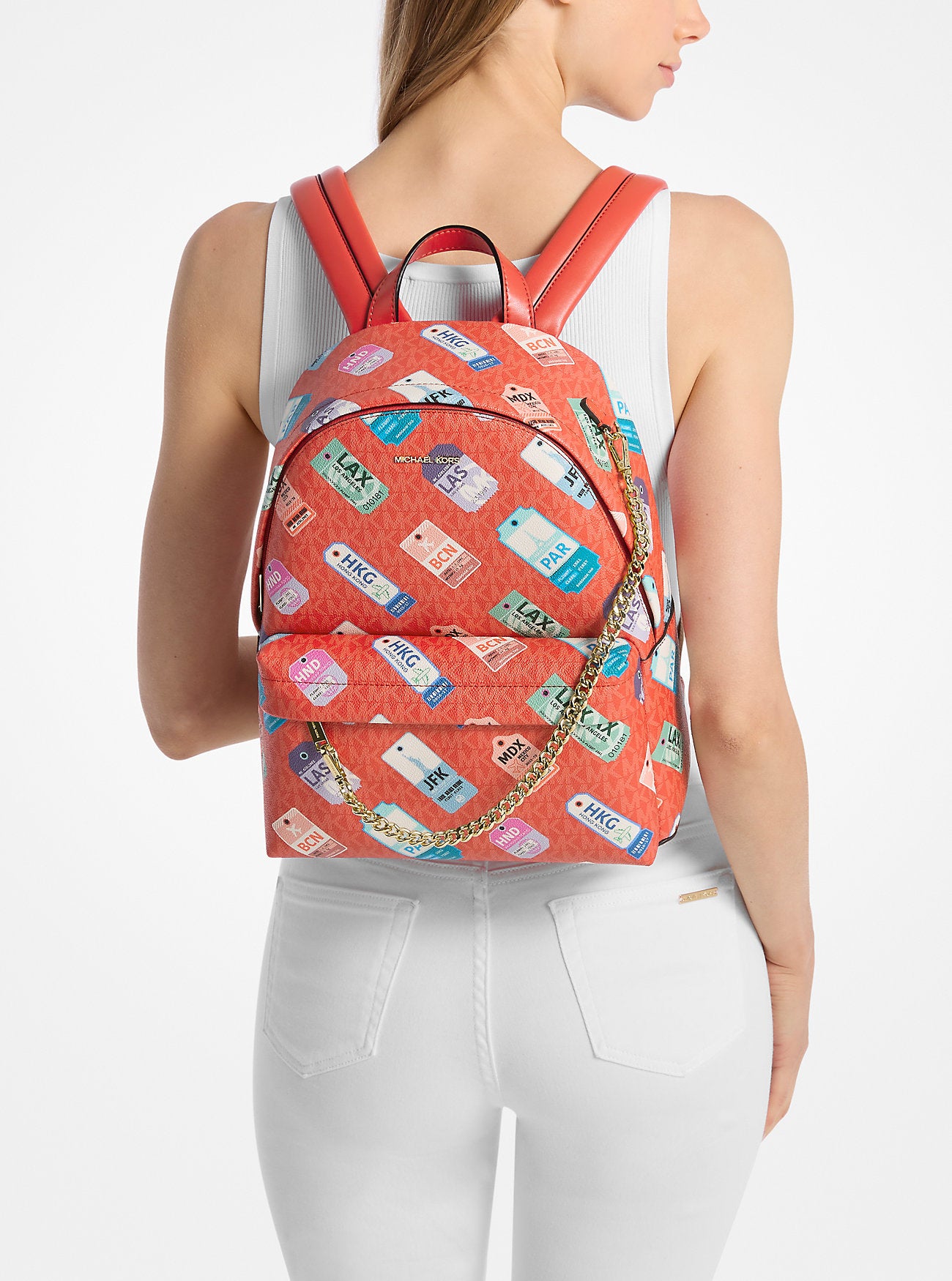 Slater Medium Printed Signature Logo Backpack Dk Sangria Dk Sangria