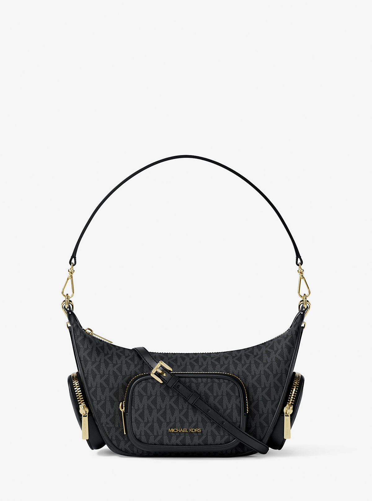 Merritt Small Signature Logo Convertible Shoulder Bag Black Black