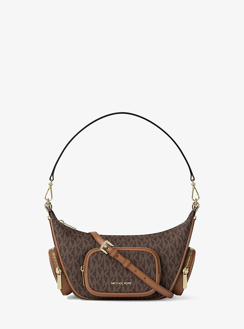 Merritt Small Signature Logo Convertible Shoulder Bag Brown Brown