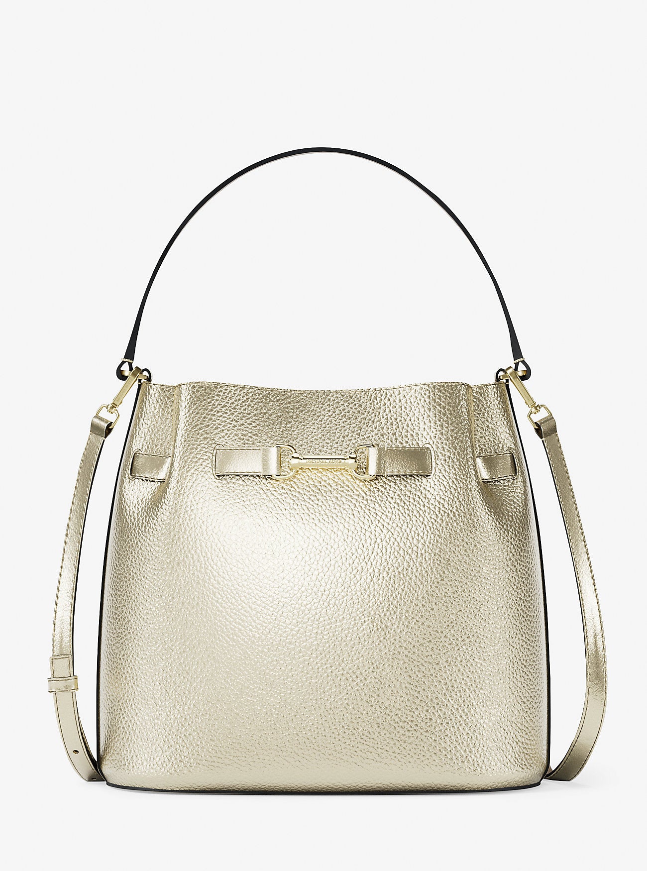 Carson Medium Metallic Convertible Bucket Crossbody Bag Pale Gold Pale Gold