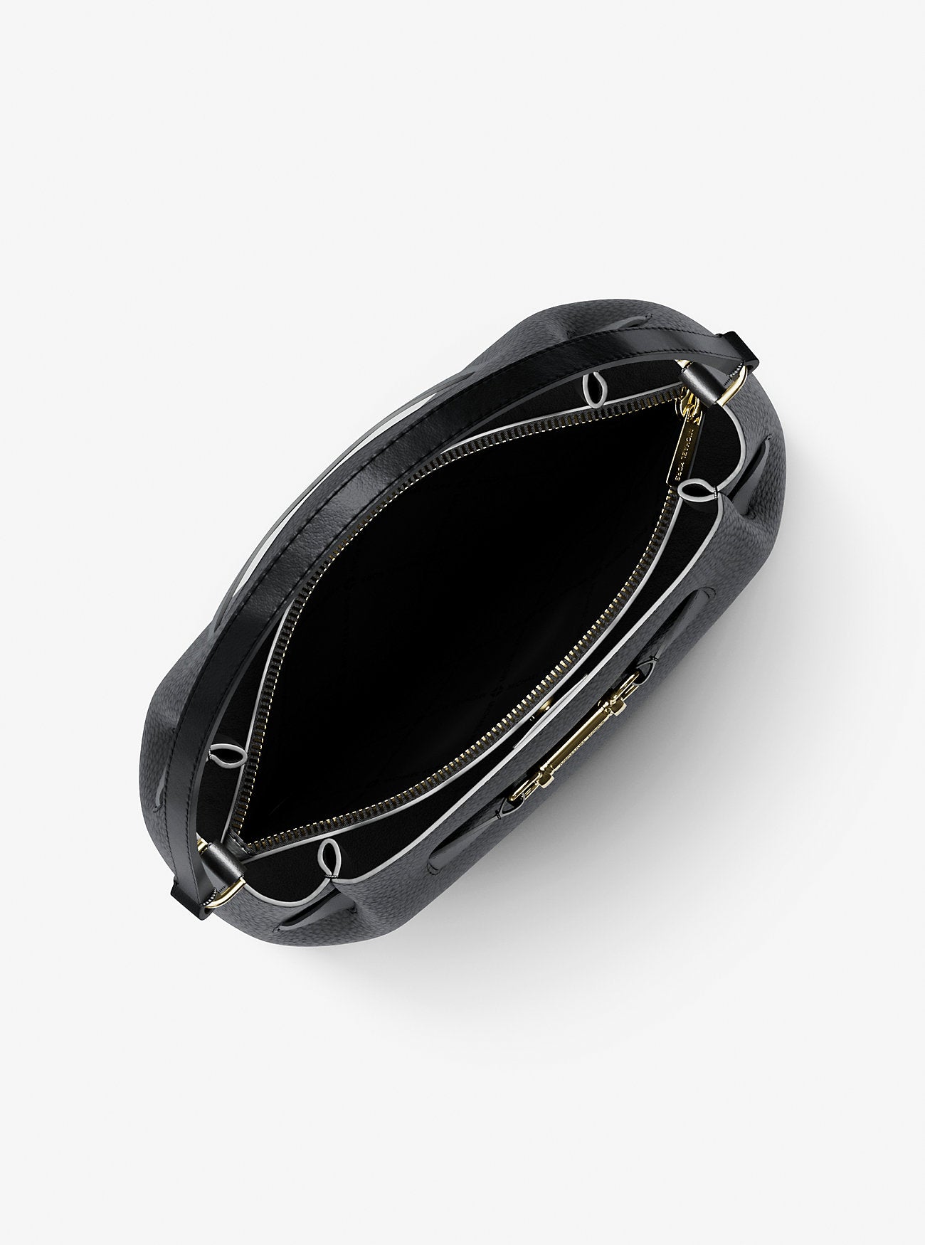 Carson Medium Pebbled Leather Convertible Bucket Crossbody Bag Black Black