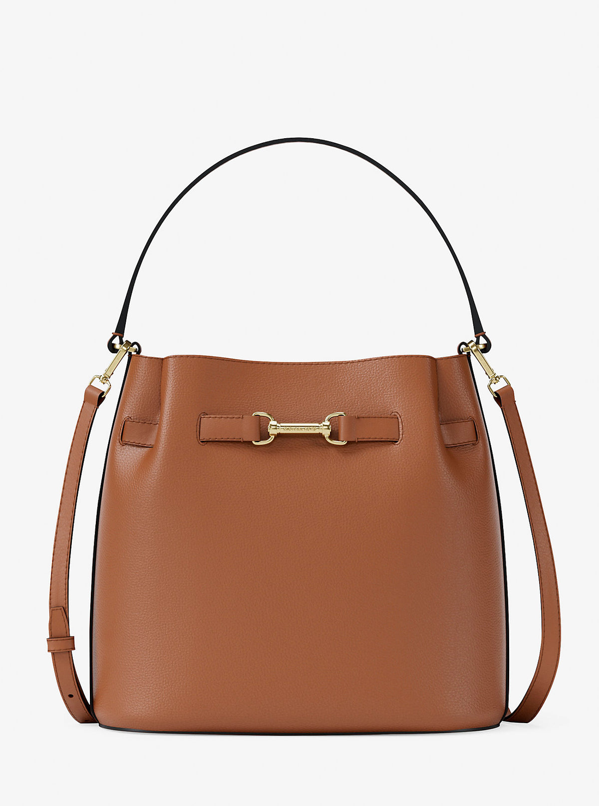Carson Medium Pebbled Leather Convertible Bucket Crossbody Bag Luggage Luggage