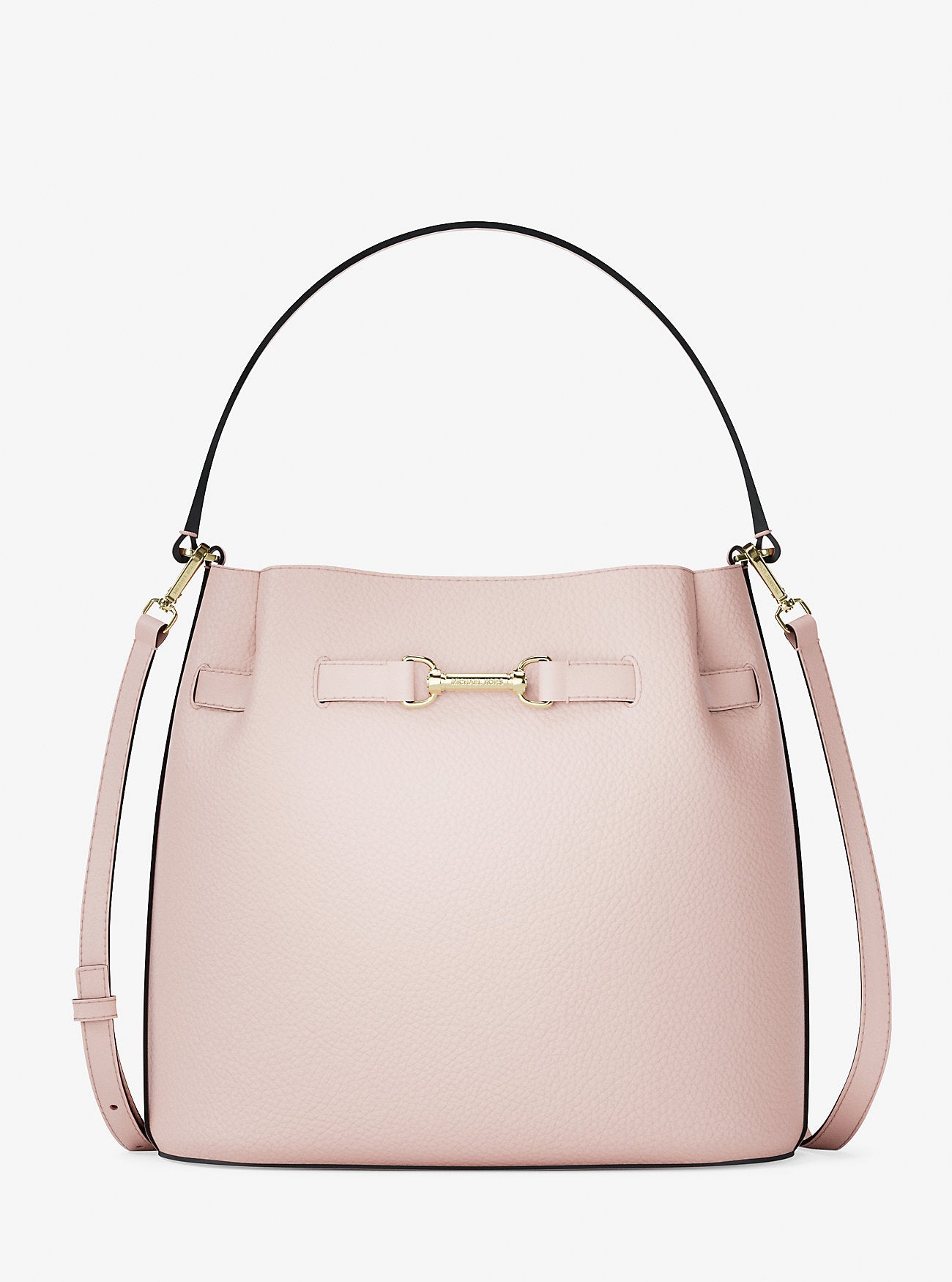 Carson Medium Pebbled Leather Convertible Bucket Crossbody Bag Powder Blush Powder Blush