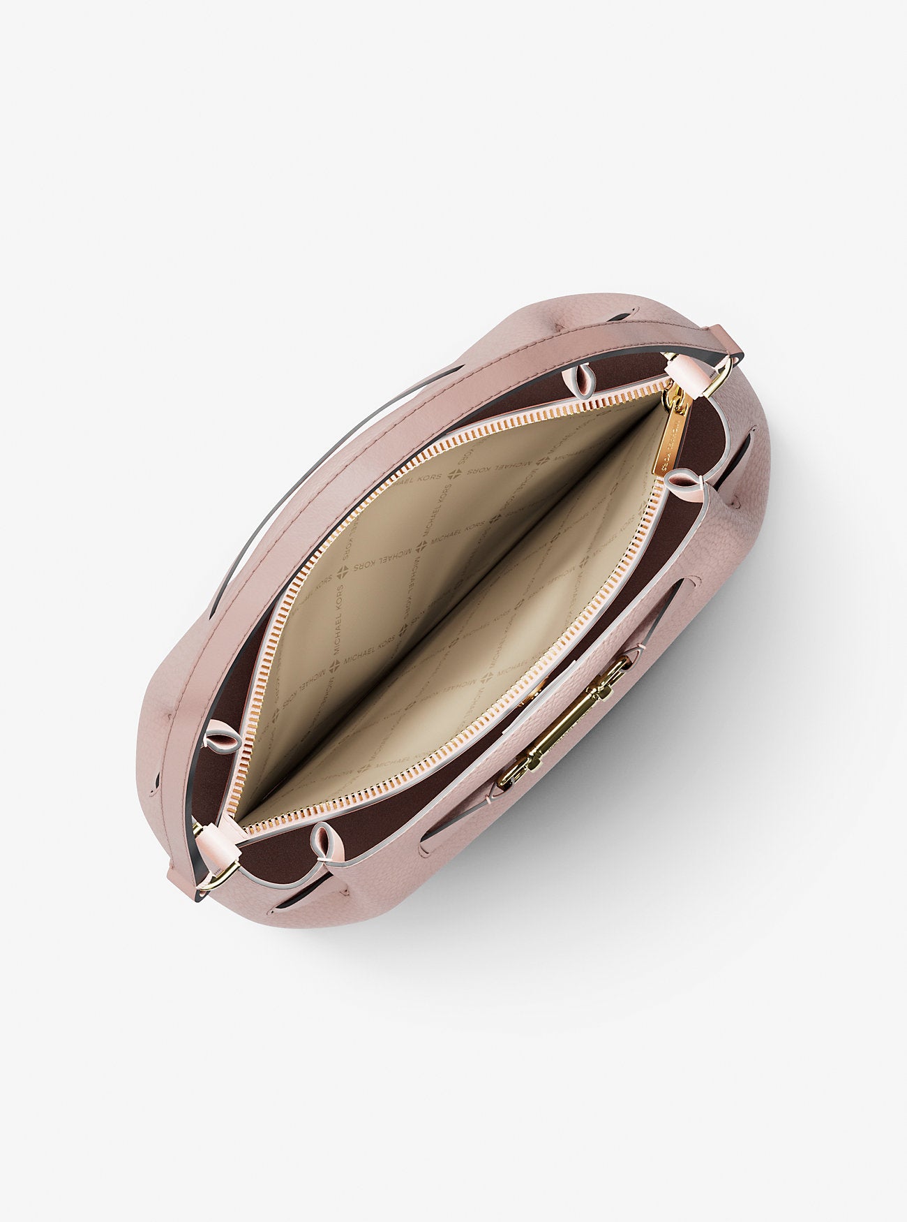 Carson Medium Pebbled Leather Convertible Bucket Crossbody Bag Powder Blush Powder Blush