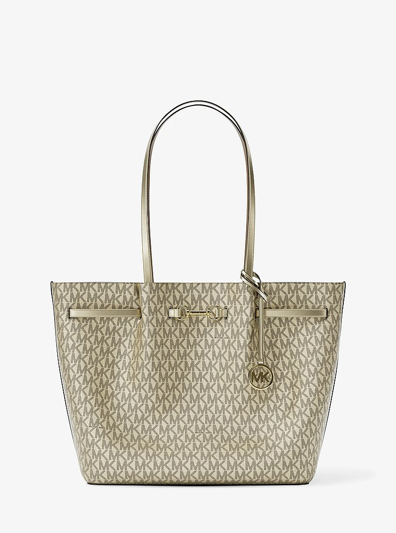 Carson Large Metallic Signature Logo Tote Bag Pale Gold Pale Gold