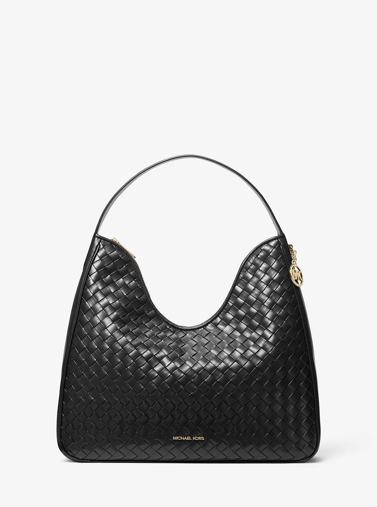 Nayla Medium Woven Shoulder Bag Black Black