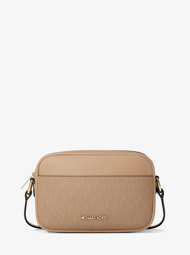 Jet Set Small Signature Logo Camera Crossbody Bag Camel Camel