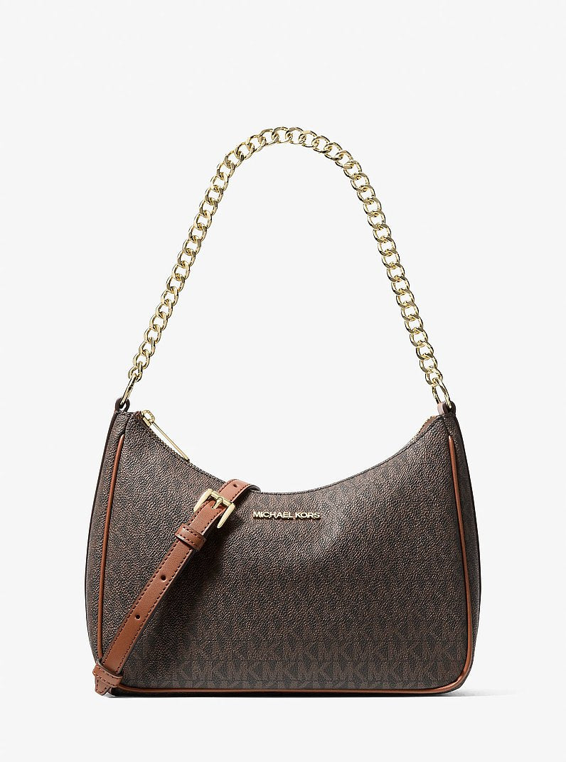 Jet Set Travel Large Signature Logo Convertible Crossbody Bag Brown Brown