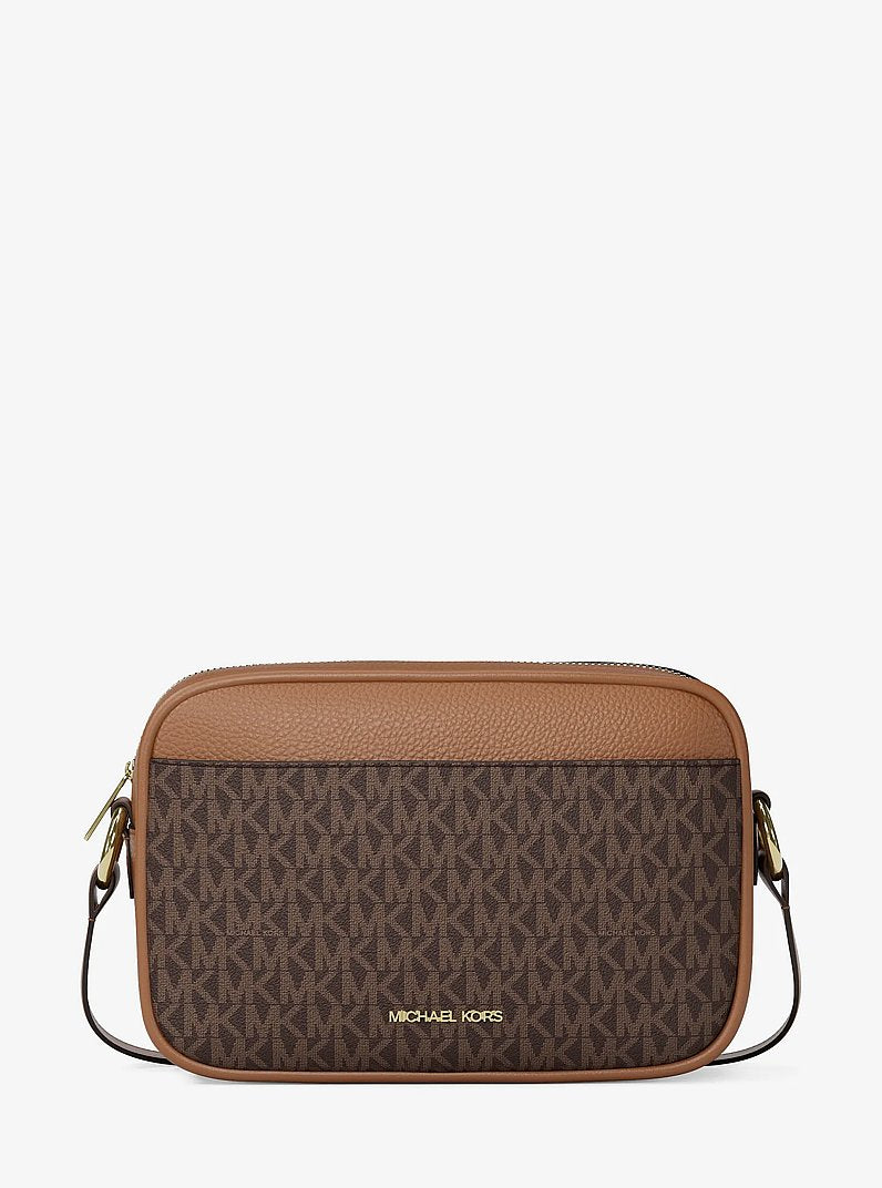 Jet Set Travel Large Signature logo Camera Crossbody Bag Brown Brown