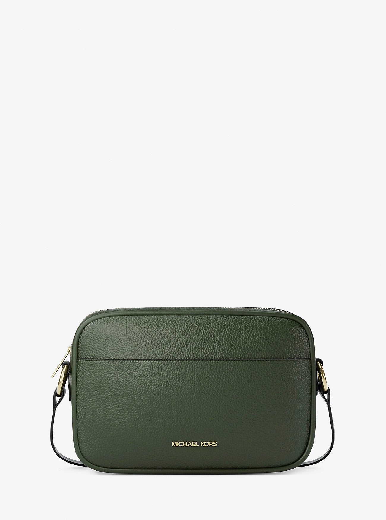 Jet Set Pebbled Leather Camera Crossbody Bag Moss Moss