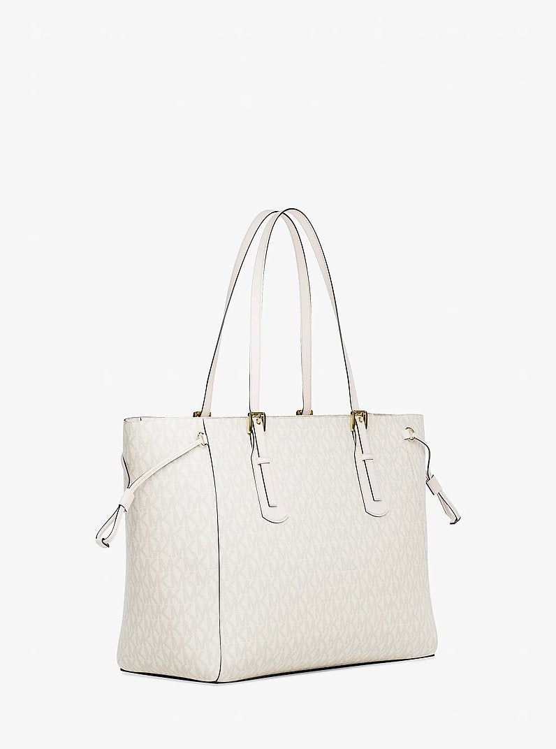 Voyager Large Signature Logo Top-Zip Tote Bag Lt Crm Multi Lt Crm Multi
