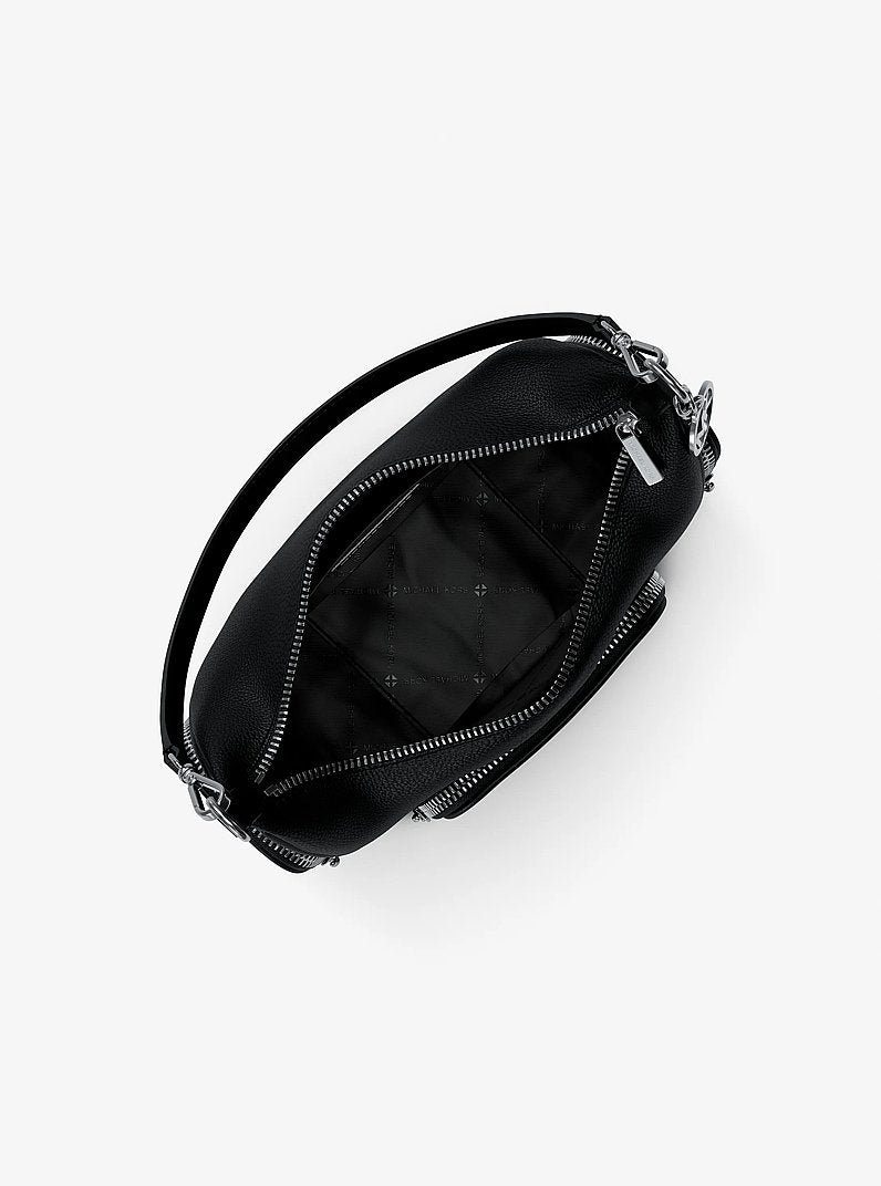 Merritt Small Pebbled Leather Convertible Crossbody Bag Black Black